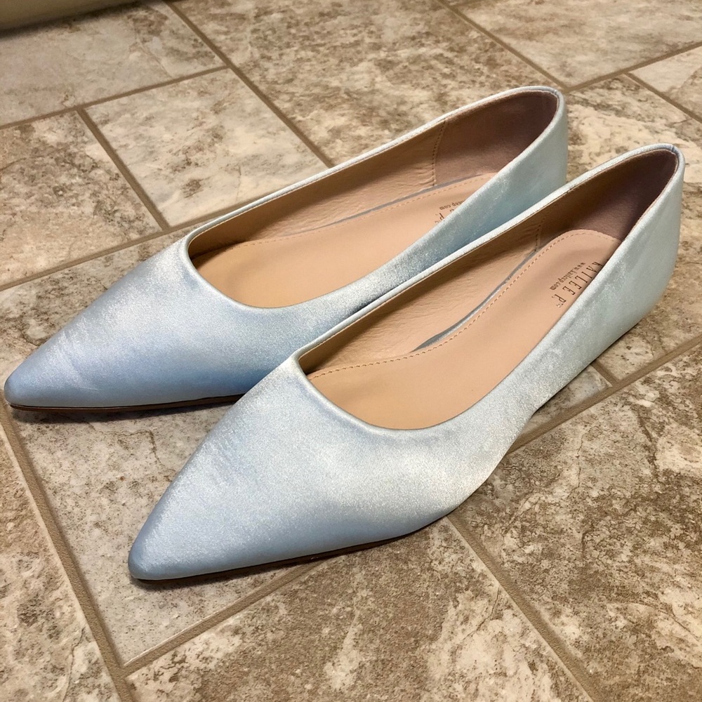 Kailee P LIGHT BLUE Satin Pointy Toe Flats